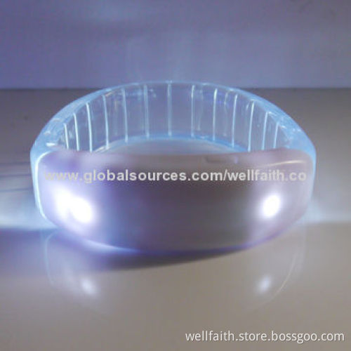 Promotional Gift Sound Activated LED Customized Bracelets for Fun, PVC+PS Materials